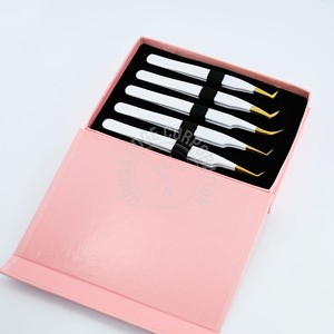 Pince à épiler professionnelle en acier inoxydable avec pince à épiler de volume de cils à pointe en fibre blanche pour faux et cils individuels - Product Image 1