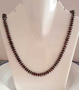 Collier avec pendentif marquise plaqué or 18 carats 3x6mm, 16 pouces, 22 grammes, en argent sterling 925, pierre précieuse grenat rouge certifiée, collier cadeau - Product Image 2