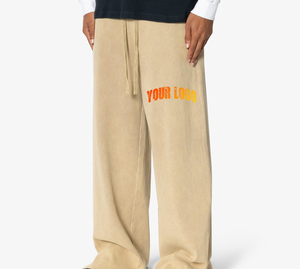 <b>Men's</b> Khaki Corduroy Sweatpants Elastic Waist Drawstring Casual Loose Fit Breathable Printed Letter Logo Right Leg Autumn Style - Product Image 4
