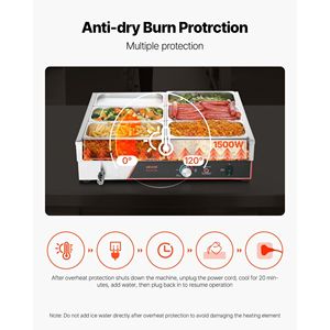 Scaldavivande Elettrico Commerciale 1500W in Acciaio Inossidabile a 6 Vasche, Bain-Marie con Coperchio a Riscaldamento Rapido per Attrezzature da Banco per Mantenimento Caldo - Product Image 5