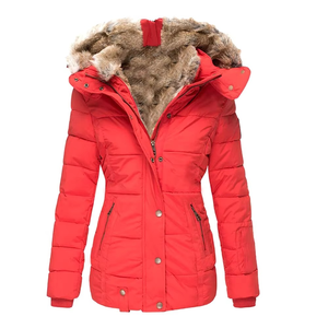 Mantic Enterprises Women's Quilted Parka <b>Jacket</b> Breathable Genuine <b>Leather</b> Shell Animal Print Fur Trim Zipper Closure Winter - Product Image 4