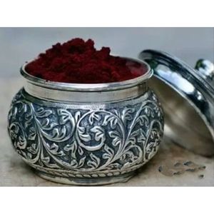 Caja Decorativa de Latón y Cobre Sindhur Dibbi para Ceremonias Religiosas - Product Image 2