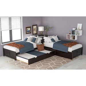 Letto a piattaforma matrimoniale a L Espresso con letto estraibile e cassetti, scrivania integrata e cassetti - Vecchio SKU SM000916AAP - Product Image 4