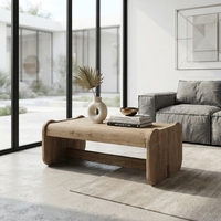 Table basse Santorini en bois de teck massif, style minimaliste, rectangulaire, pour salon, table à thé basse, meuble de rangement.