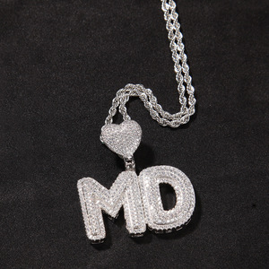 Pendentif personnalisable lettre initiale sertie de moissanite, breloque en argent sterling, bijoux hip-hop pour soirée - Product Image 3