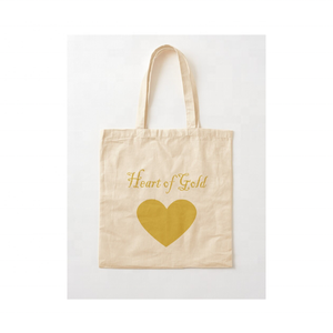 Totebag personnalisé bohème 100% coton nouveauté écologique coeur d'or brodé usage quotidien indien certifié GOTS séchage rapide - Product Image 1