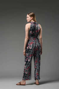 Mono estampado de algodón para mujer, sin mangas, cuello en V, cintura elástica, ajuste holgado, ropa informal para la playa - Product Image 3