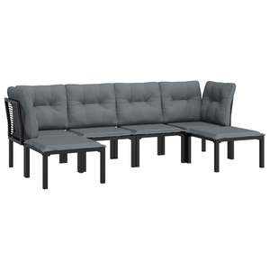 Black And <b>Grey</b> Garden Lounge Set 6 Seater Outdoor Furniture Contemporary Design Plastic <b>Frame</b> Polyester Cushions - Product Image 3