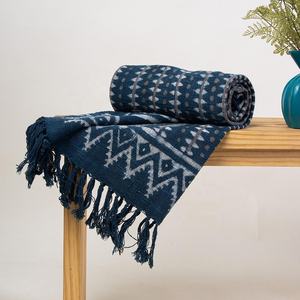 Haute qualité coton main bloc imprimé canapé couverture jeter couverture élégant doux respirant coton jeter couverture pour la décoration intérieure - Product Image 3