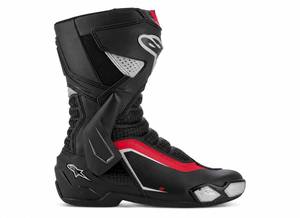 Botas de moto SMX-Plus SMX-6 hasta el tobillo, negras y rojas, parte superior de cuero genuino, forro de malla, suela de goma, cierre de cremallera, transpirables, impermeables, para todo tipo de clima. - Product Image 3
