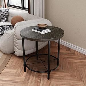 Table d'appoint bohème en fer avec plateau en bois, idéale pour les coins douillets, avec base en fer artistique et surface en bois massif - Product Image 2
