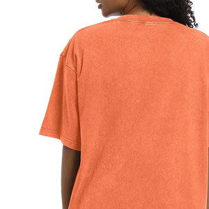 Camiseta Ringer para Mujer, Diseño con Cuello Redondo, Manga Corta, Corte Ajustado, Estilo Vintage Desgastado con Lavado Ácido, con Empaque Personalizable - Product Image 4