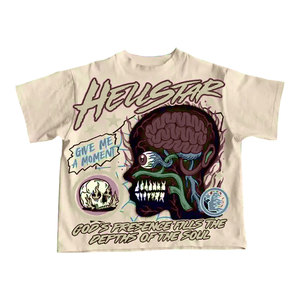 เสื้อยืดแขนสั้นสีดำสำหรับผู้ชาย ลายหัวกะโหลก พิมพ์ลายด้านหลัง คอกลม ทรงปกติ ผ้าฝ้าย 100% ไม่หด 220 กรัม สไตล์พังก์ - Product Image 2