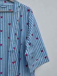 Robe kimono en coton imprimé floral artisanal, vêtements de détente indiens, été, printemps, séchage rapide, pour femmes - Product Image 4