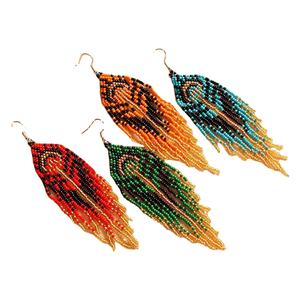 Boucles d'oreilles coréennes brodées, style bohème, avec pampilles, chaîne, bijoux raffinés, pour le quotidien, par MD HANDICRAFTS - Product Image 1