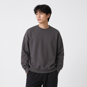 Wholesale custom boxy fleece <b>crewneck</b> with pigment dyed and <b>crewneck</b> sweatshirt for US clothing brands - Product Image 5
