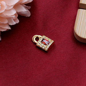 Pendentif breloque en forme de cadenas plaqué or, avec micro-pavé de pierres rectangulaires en zircon cubique coloré, bijoux en argent, pour cadeau, vente en gros - Product Image 6