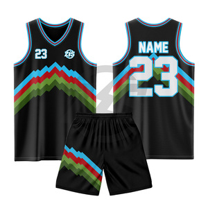 Zersia International Custom Black Basketball Jersey Set Pink Green Blue Zigzag Sublimation Print Adult Unisex Breathable Uniform - Product Image 3