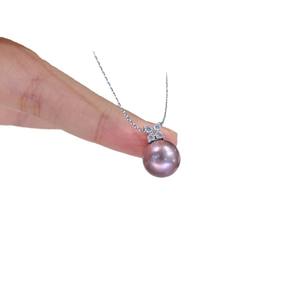 Collier en argent pur S925 avec pendentif en perle d'eau douce Edison Demon Purple de 11-12 mm pour femmes, design rond à haute brillance - Product Image 5