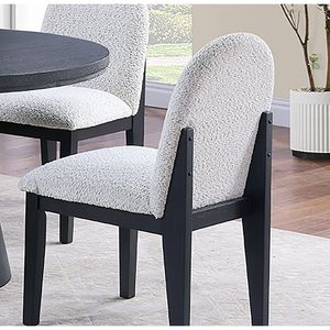 2 chaises de salle à manger confortables en tissu blanc, siège et dossier rembourrés, avec support ergonomique, design de chaise d'appoint - Product Image 3