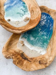 Bol en verre fait main en résine personnalisée avec motif marbré vert, style Wabi Sabi, pour servir les aliments, ensemble de bols décoratifs. - Product Image 5