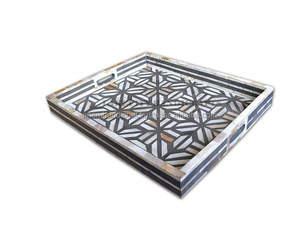 Bandeja con incrustaciones de hueso de madera Natural hecha a mano, plato de servicio personalizado de alta calidad para restaurantes caseros, hoteles directamente, clásico - Product Image 1