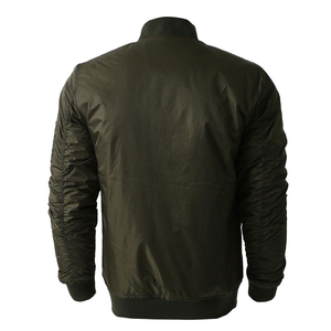 Blouson bomber vert olive pour homme, coupe classique, col montant, fermeture éclair, coupe-vent, style décontracté, matière polyester, idéal pour l'automne - Product Image 2