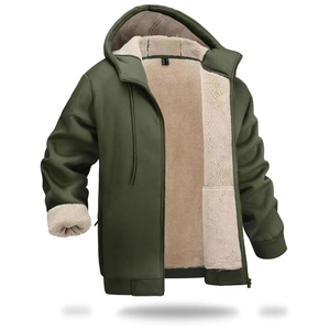 <b>Men's</b> Customized Winter Sherpa <b>Thick</b> <b>Fleece</b> Polyester Lined Windproof 220g Casual Zipper-Up Front Premium Fabric Unisex <b>Jackets</b> - Product Image 1