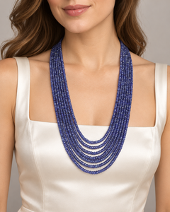 Natural Blue Sapphire Gemstone Beads Necklace Jewelry - Product Image 2