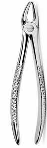 Forceps d'extraction dentaire pédiatrique ergonomique manuel de petite taille à bec de baïonnette avec poignée texturée pour molaires supérieures en acier inoxydable - Product Image 3