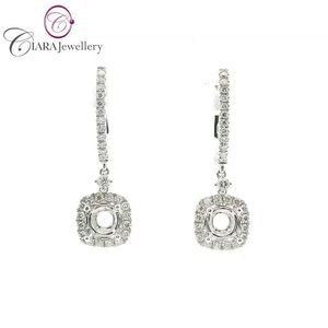 AU750สีขาว/เหลืองทอง18K ต่างหูทรงหยดน้ำ0.50CT แบบกึ่งติดตั้ง - Product Image 1