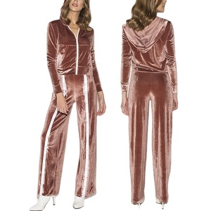 ชุดวอร์มกางเกงมีฮู้ดผู้หญิง,สินค้ามาใหม่ชุดกันหนาวกางเกงแบบผ่ามีซิปด้านบนฤดูใบไม้ร่วง - Product Image 1