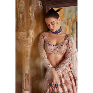 Designer Evening Dresses Beautiful Lehenga Choli with Intricate <b>Paper</b> <b>Mirror</b> Zari & Thread Work - Product Image 6