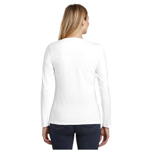 T-shirt personnalisé pour femme à manches longues et col en V, en coton doux, décontracté, basique, léger, tendance, fabricant OEM ODM - Product Image 2
