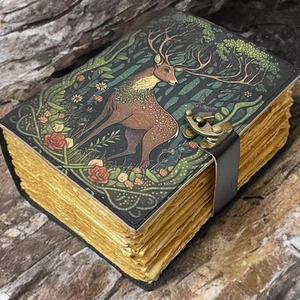 Vintage Leather Bound Journals Handmade Rustic Finish Book for Men and Women Unlined Craft <b>Paper</b> 200 Pages Alloy Buckle - Product Image 3