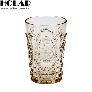 [Holar] Gobelets en plastique élégants de 10 oz, fabriqués à Taïwan, avec un motif floral ambré en relief, pour la maison, les cafés et l'extérieur - Product Image 1