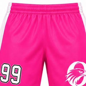 Men Hot Pink Sublimated Ice Hockey Shorts Polyester Striped <b>Athletic</b> Team Sports Shorts Training Match Clothing - Product Image 3