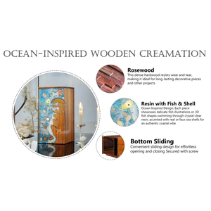 Jarrón de Resina con Diseño de Olas Oceánicas, Urna Decorativa de Madera Hecha a Mano, Recuerdo Conmemorativo para Cenizas, Decoración para Hogar y Oficina de AYAANS - Product Image 2