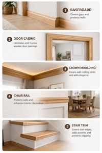 Molduras de Roble Rojo al por Mayor para Coronas, Bases, Puertas y Ventanas, Tamaño Personalizado, Ecológicas, Resistentes a Insectos, a la Putrefacción y a la Humedad - Product Image 6