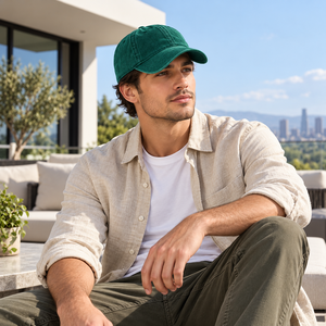Gorra de Béisbol de 6 Paneles con Logotipo Bordado, Algodón Lavado, Visera Plana, Cierre a Presión, Estampado Casual, para Hombre y Mujer - Product Image 5