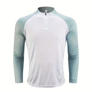 T-shirt à demi-zip pour homme adulte, style streetwear, couleur personnalisée, manches longues, t-shirt uni à séchage rapide, style streetwear, 3/4 zip - Product Image 1