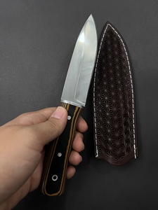 มีดล่าสัตว์ สแตนเลสสตีล มีดแคมป์ปิ้ง ใบมีดแบบ Fixed Blade ด้ามจับ Werzalit พร้อมปลอกหนัง - Product Image 4