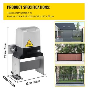 Apriporta scorrevole in alluminio AC1400 3100LBS con 2 telecomandi, kit hardware di sicurezza, velocità di movimento 43ft/min - Product Image 2