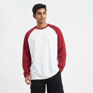 T-shirt à manches longues raglan pour homme, coupe oversize, col rond, tricoté, décontracté, 100 % coton 230 g/m², épaules tombantes - Product Image 1