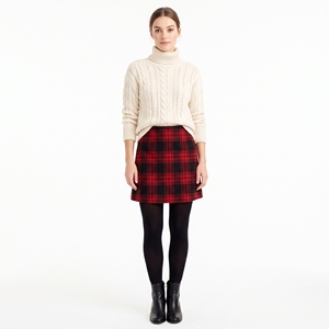 Jupe mini plissée en laine à carreaux pour femme, style tartan classique, décontractée, fabrication OEM ODM, couleurs personnalisées, faible MOQ - Product Image 1