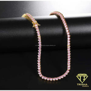 Collar de tenis con diamantes cultivados en laboratorio VVS Wholesale, forma de pera, plata de ley 925, joyería de lujo - Product Image 4
