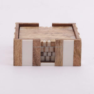 Dark Wooden <b>Coaster</b> <b>Set</b> with Holder | Minimalist Design | Handcrafted Home & Kitchen Decor - Product Image 5