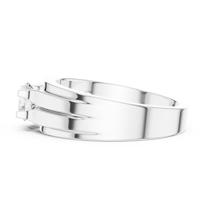 Elegante Anillo de Compromiso para Hombre con Banda Acanalada Estilo Art Deco, Moissanita con Corte Redondo Central y Engaste de Garras, Acabado Chapado en Oro de 14K - Product Image 2