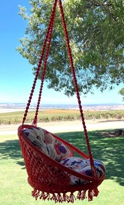<b>Swing</b> <b>chair</b>, macrame <b>swing</b>, orange <b>swing</b>, <b>swing</b> cushion, macrame design <b>swing</b>, <b>Swing</b> rocking <b>chair</b> - Product Image 3
