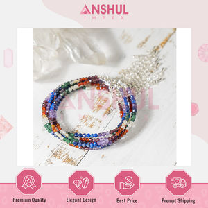 Cheville en cristal de pierres précieuses 7 chakras, qualité supérieure, grade AAA, design tendance, multicolore, à facettes, extensible, fournisseur indien - Product Image 6